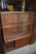 A vintage teak bookcase with cupboard under, nice proportions, width approx. 76cm
