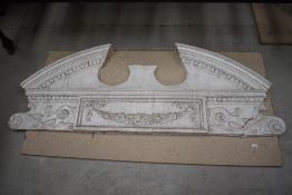 A late Georgian early Victorian architectural door cornice having Gothic design with laurel wreath