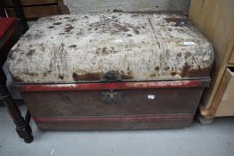 A metal tin trunk