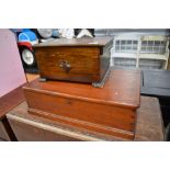 A selection of Antique and later case and boxes including mahogany bible box and sewing case