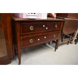 An early 20th century reproduction chest of two drawers in mahogany with inlayed banding and