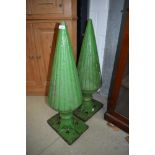 A pair of Victorian cast iron large gate post finials or ornaments each measures approx 86cm tall