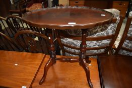 20th century reproduction pie crust top side table in mahogany by Siesta