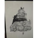 Marion Seawell, (contemporary), after , a print, big cat stack, dated 1976, 70 x 55cm, framed and