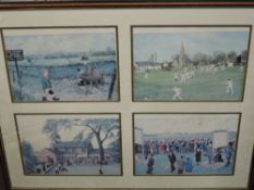 Tom Dodson, (1910-1991), Four prints as one, sports, not signed, 55 x 75cm, mounted framed and