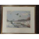 J C Harrison, (20th century), a Ltd Ed print, pheasants in snow, signed bottom right and num 263/