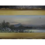 P Norton, (20th century), a gouache painting, In the Highlands, signed, 25 x 75cm, framed and