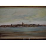 Ralph A Stephen (Scottish 1924-2016) oil on canvas, a view of Montrose, signed lower right, within a