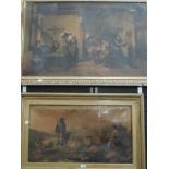 (19th century), two Victorian aquatint prints, bar interior scene and Scottish shepherd scene, 70