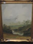 Peter M Drewett, (20th century), an oil painting, river landscape, signed and dated 1983, 49 x 39cm,