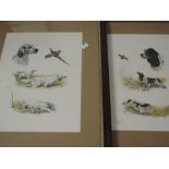 L Rais, (20th century), after, a pair of prints, gun dogs, indistinctly signed, 34 x 26cm, mounted