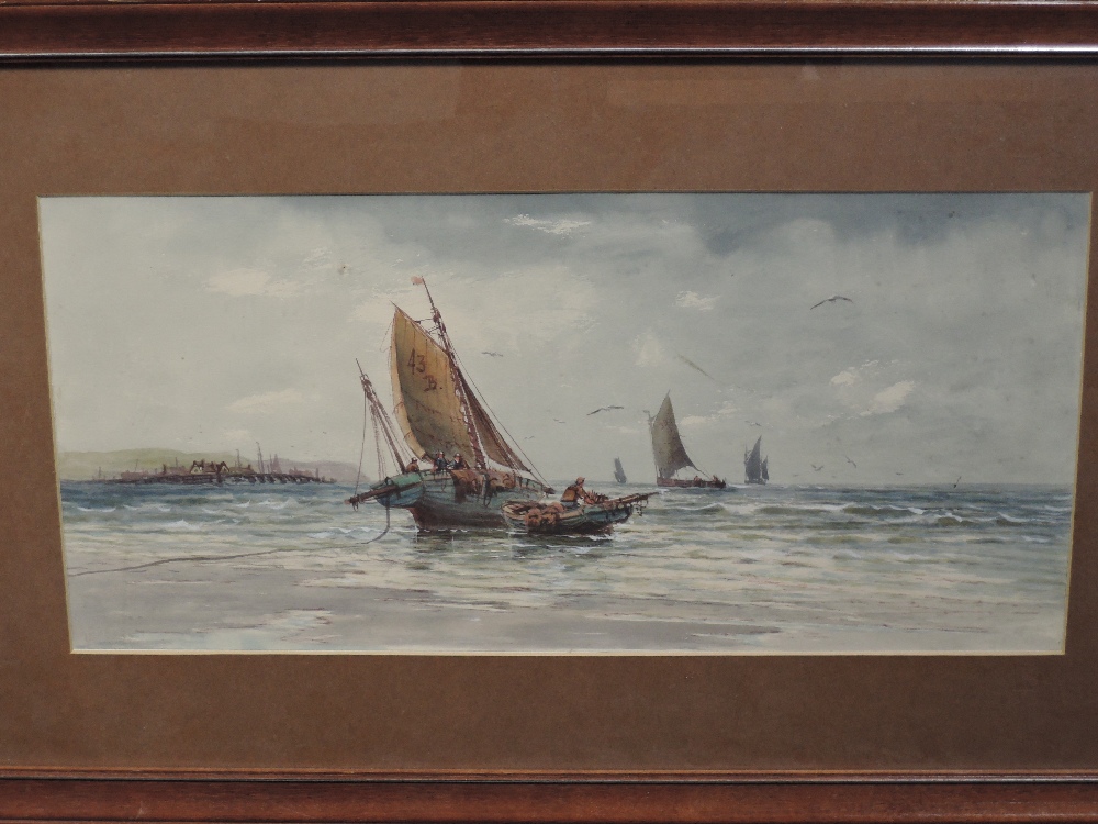 (19th century), a pair of watercolours, sailing smacks, possibly off...