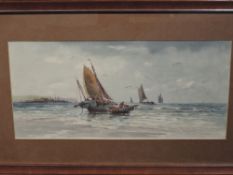 (19th century), a pair of watercolours, sailing smacks, possibly off Brixham, indistinctly signed,