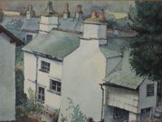 John Watton, (20th century), a watercolour, Hawkshead Houses, initialled bottom right, and