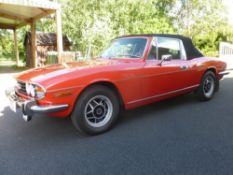 A Triumph Stag, reg first registered September 1974, 2997cc. Bought by the present owner in 2014.