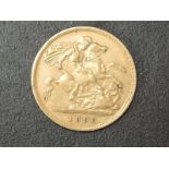 A Queen Victoria 1898 Old Head Gold Half Sovereign, Royal Mint