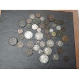 A collection of GB Coins, Queen Victoria and earlier including bronze, copper and silver, farthing