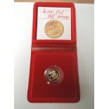 A Royal Mint 1980 Proof Gold Half Sovereign with box & certificate