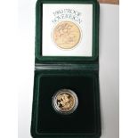 A Royal Mint 1980 Proof Gold Sovereign with box & certificate