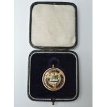 A 9ct Gold Blackburn & District Football Combination Medal with enamel on front, reverse 2nd Div