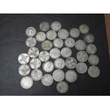 Thirty Five GB Silver Florins, Queen Victoria to George VI includes 1902, 1904, 1906, 1907, 1908,