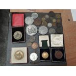 A collection of Medallions and Tokens, Medallions include London Institute, two Queen Victoria