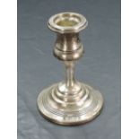 An Edwardian silver candlestick, marks for Birmingham 1909, maker Hayes & Co, 10.5cm,160grams (