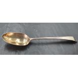 A George III silver table spoon, Old English pattern with Hanovarian reverse, engraved initials,