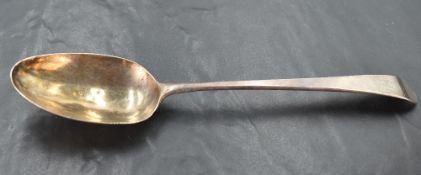 A George III silver table spoon, Old English pattern with Hanovarian reverse, engraved initials,