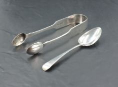 A pair of Victorian silver fiddle pattern sugar tongs, marks for Exeter 1842, maker James Andrew
