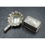 A small Edwardian silver box, of rectangular form bell flower rim and engraved swag and pendant