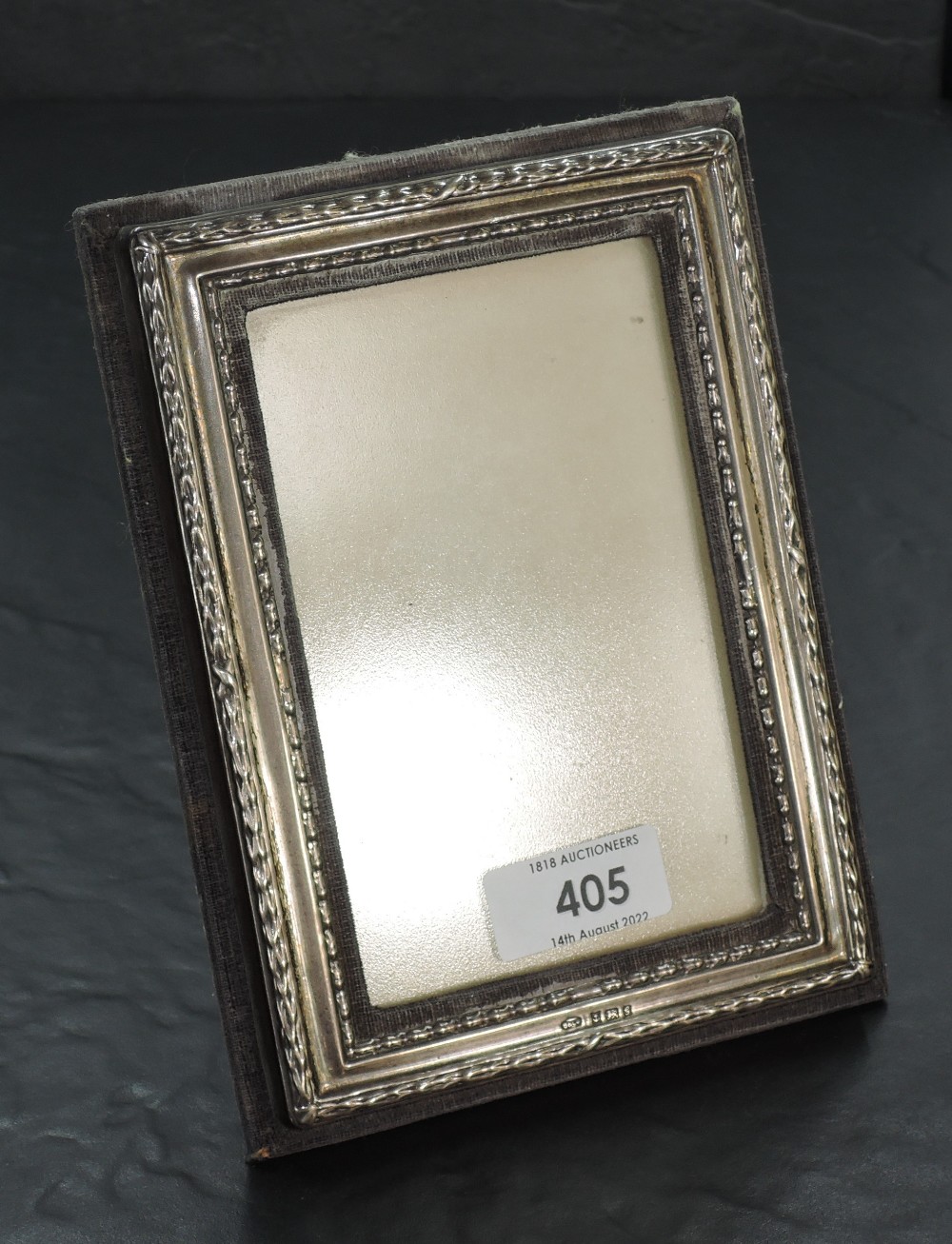 A modern silver mounted photograph frame, of rectangular form with moulded decoration, marks for - Image 2 of 2
