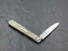A Victorian silver bladed and Mother-of-Pearl handled fruit knife, of traditional design, marks