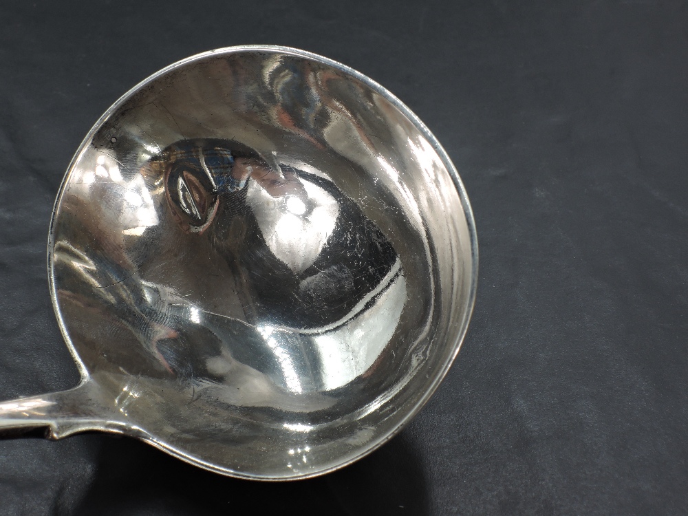 A George IV silver fiddle pattern ladle, with engraved initial 'D' to terminal and pip to reverse, - Image 4 of 4