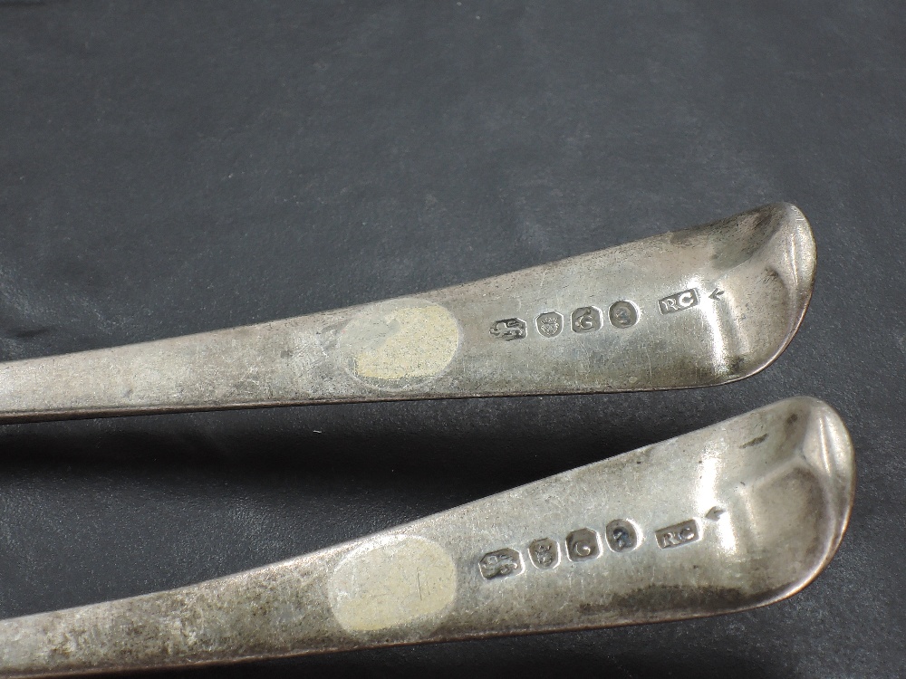 A pair of George III silver Old English pattern serving spoons, each with engraved initials to - Image 2 of 3