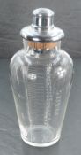 A silver plate and etched glass cocktail shaker, of traditional design, 25cm.