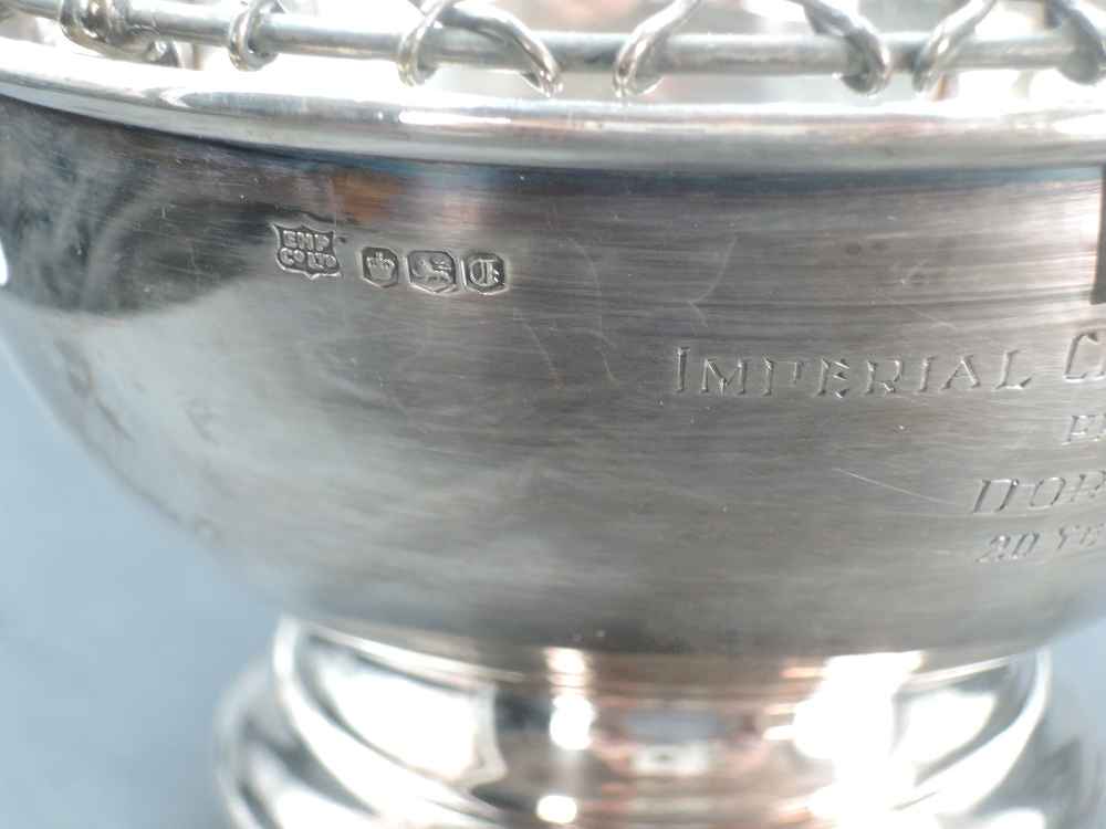 An Elizabeth II silver rose bowl, of circular form with rolled rim and engraved presentation - Image 3 of 4