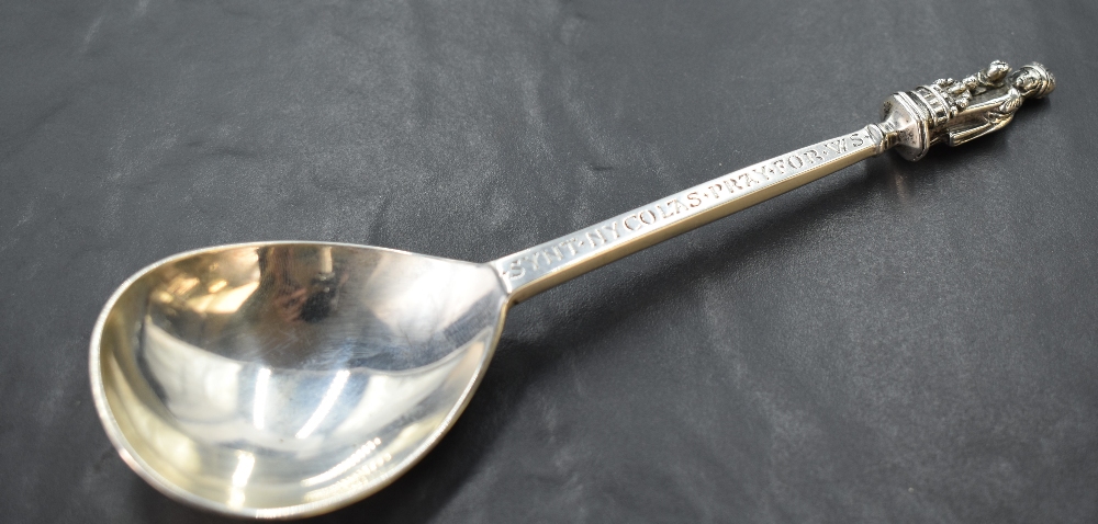 An Edwardian silver reproduction of The Saint Nicholas apostle spoon, the stem engraved 'Synt - Image 4 of 4