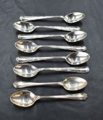 A set of six George V silver coffee spoons, each with tapering and moulded handles, marks for
