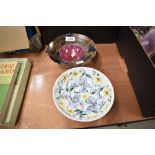 20th century studio pottery including hand painted floral bowl and lustre glazed porcelain bowl