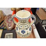 Tunisian pottery large twin handle vase with typical design