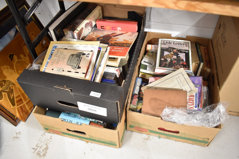 Three boxes of library text and reference books