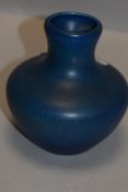 An early 20th century Royal Lancastrian Pottery blue glaze squat form vase no.4153