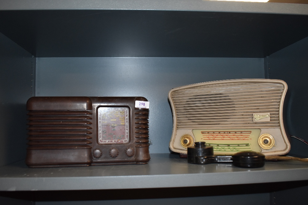 Two early Art Deco style transistor radios including bakelite and