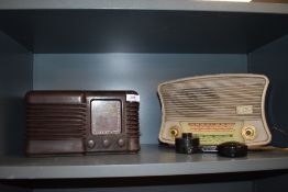 Two early Art Deco style transistor radios including bakelite and Marconi