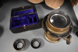 A selection of brass lenses including early Victorian examples