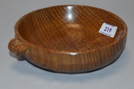 A 20th century Robert Mouseman Thompson golden oak nut bowl from the Kilburn workshop having