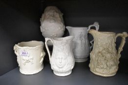 Victorian Parian ware and similar including Uncle Toms Cabin Ridgway & Abington pottery jug