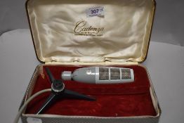 A 1950s/60s British made Cadenza ribbon microphone, with box.