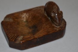 A 20th century Robert Mouseman Thompson golden oak ash tray or pin dish from the Kilburn workshop